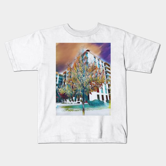 Apartment Block under a stormy sky Kids T-Shirt by Dturner29